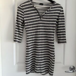 Y2K Love Culture Striped Grey and White Sweater Dress
